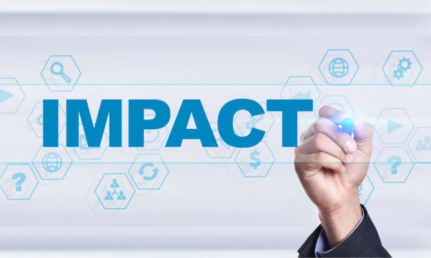The word "Impact" written across a hexagon interface