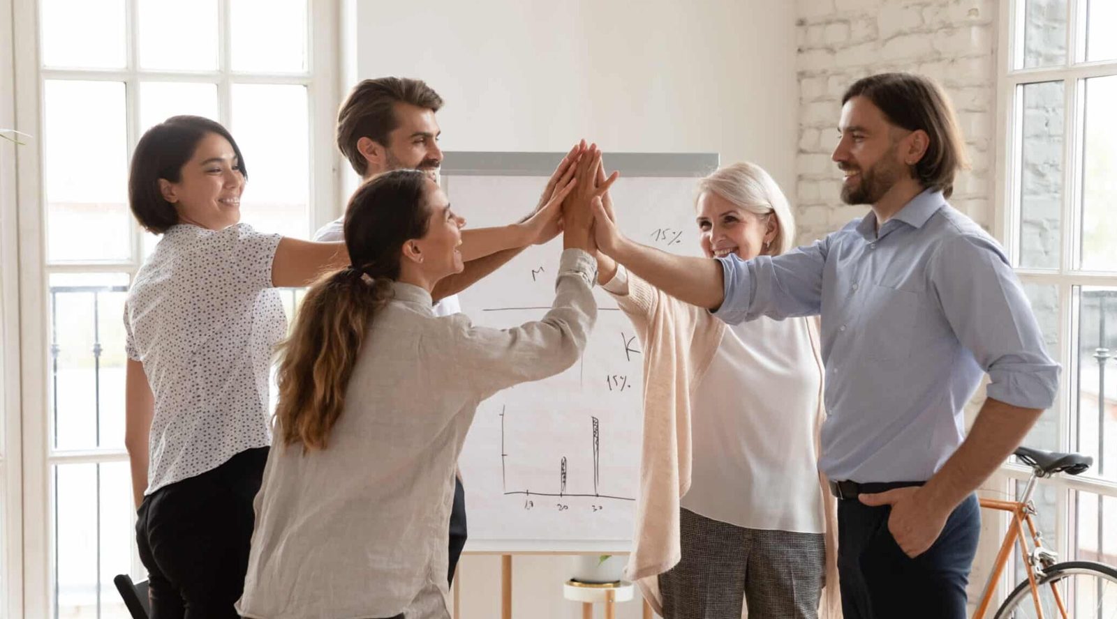 A team celebrating a shared success